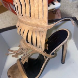 Gucci suede fringe heels